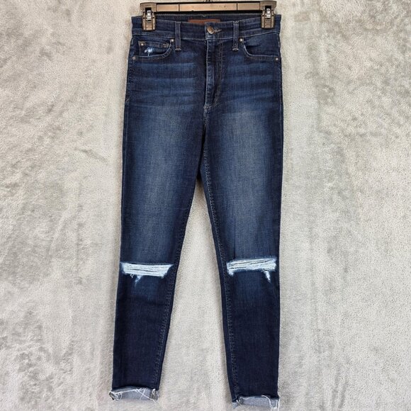 Joe's Jeans Womens Size 27 Dark Wash The Charlie High Rise Skinny Crop Raw Hem - Picture 1 of 12
